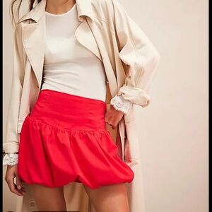 NWOT Free People Elodie bubble hem Skirt in retro red size 8